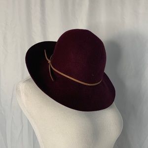 🌻2/$10 Women’s Maroon Felt Floppy Wide Brim Hat Wool